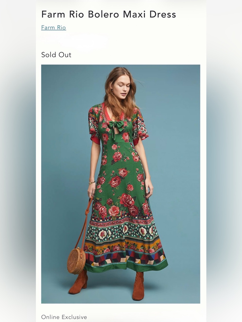 Farm Rio for Anthropologie Bolero Maxi Dress,Size-Small